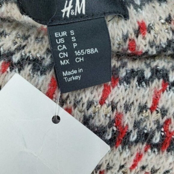 NWT H&M‎ Womens Cardigan SZ S Open Front Stripe Wool Mohair Knit Crop Red Soft - Picture 3 of 4